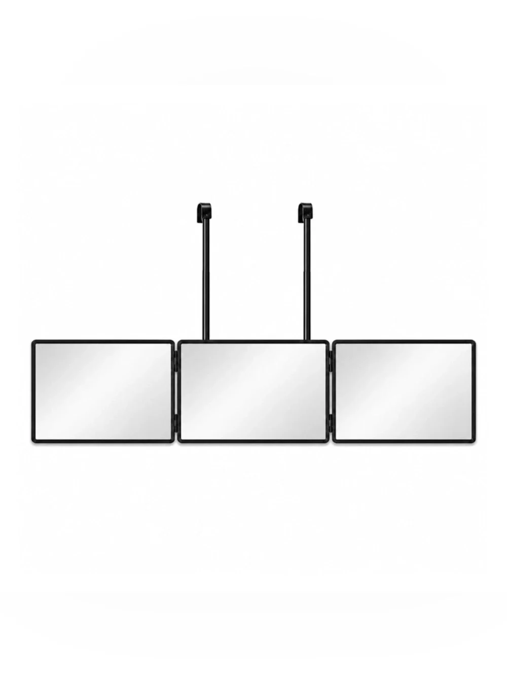 Wall-Mount Barber 3 Mirror Panel in Black